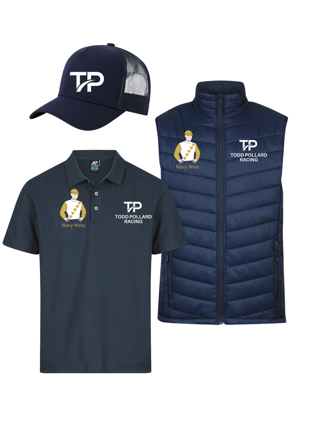 Navy Nina TPR Trucker Cap, Men's Classic Polo & Vest Pack